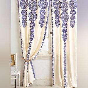 Embroidered Panel Curtain Set